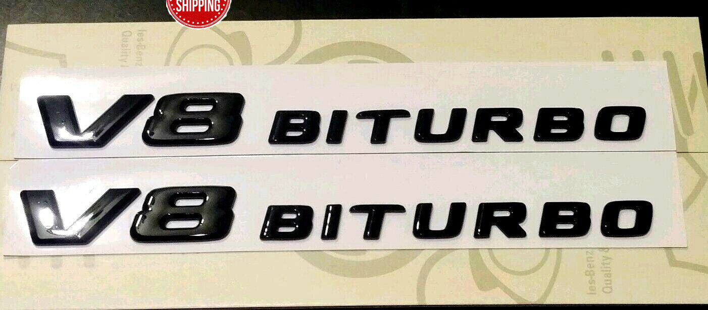 2X Black V8 Biturbo AMG Side Decal Badge For Mercedes-Benz GLS350 GLS63 AMG