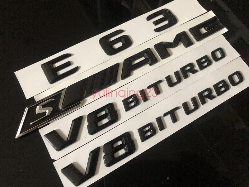 Gloss Black E63 + S AMG V8 BITURBO Trunk Emblem Badge Sticker