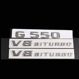 3pcs G550 V8 Biturbo Chrome Rear Badge Emblem for Mercedes Benz G 550 W463