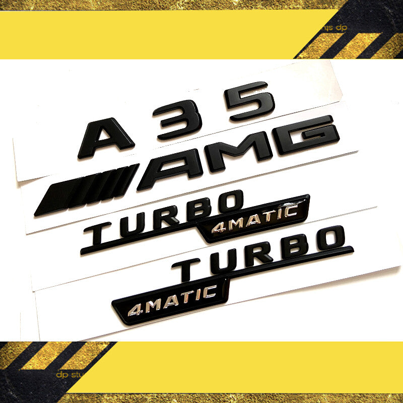 A-Class W177 2018+ Matte black Trunk Emblem Decal Badge AMG/A35/TURBO 4matic