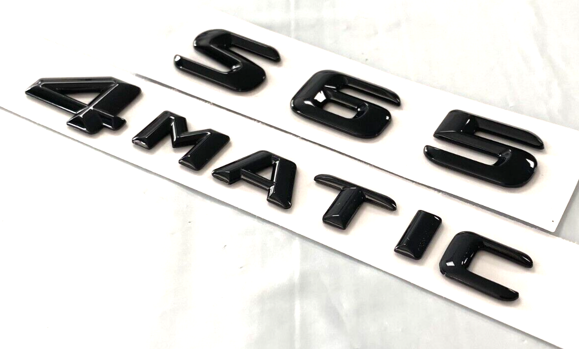 2X BLACK S65+4MATIC FOR MERCEDES S65 REAR TRUNK EMBLEM BADGE NAMEPLATE DECAL