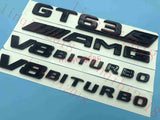 Gloss Black Trunk Fender Badges Emblems for Mercedes Benz GT63 S AMG V8 BITURBO