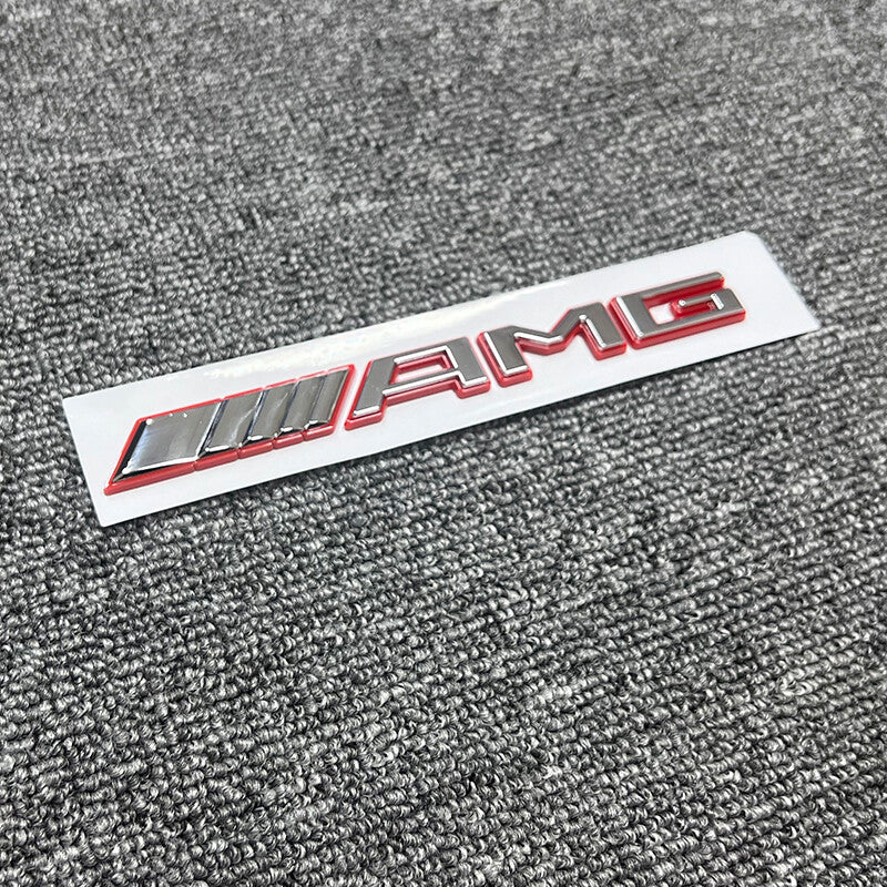 Chrome Red AMG Emblem Badge Rear Trunk Decal For Benz A B C E S CL SL ML SLK CLK