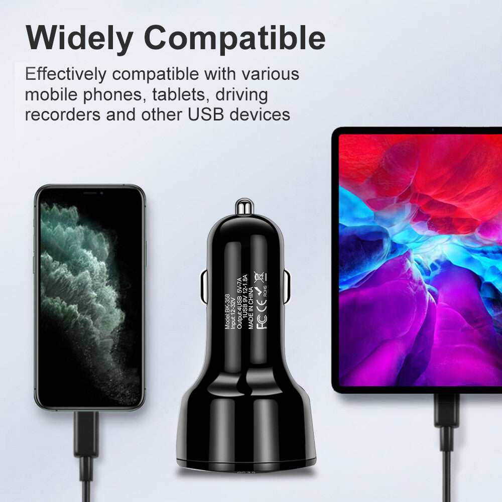 4Port USB Phone Car Charger Adapter LED Display QC 3.0 Fast Charging Accessories