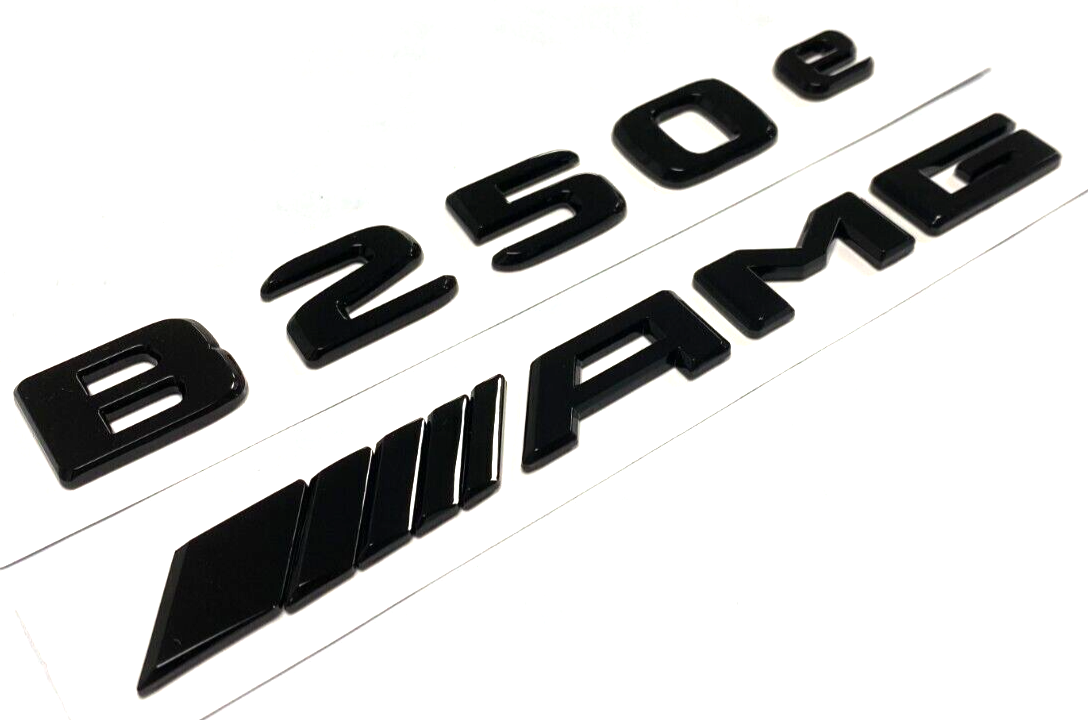 BLACK B250e +AMG FOR MERCEDES REAR TRUNK EMBLEM BADGE NAMEPLATE DECAL NUMBERS
