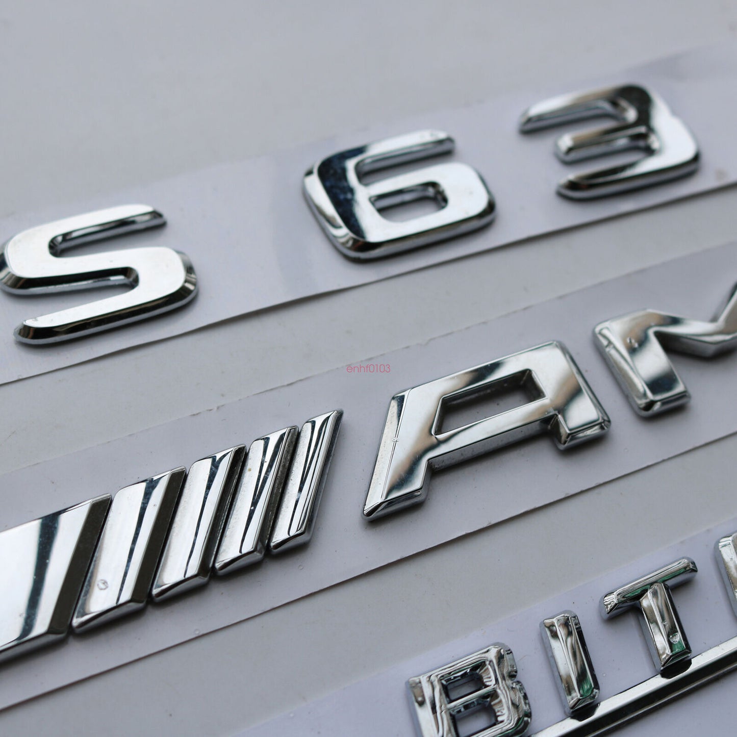 "S65 + AMG + V12 BITURBO" Letters Trunk Embl Badge Sticker for Mercedes Benz