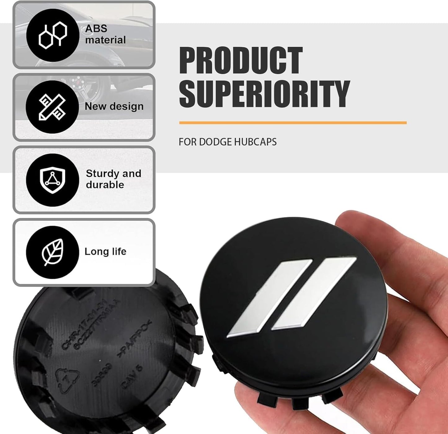4pc Set 63mm White Slash Wheel Center Caps For Dodge Charger Challenger Durango