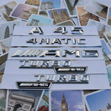 1 set Chrome Letters Rear Trunk Emblems Badges for A-Class W176 A45 AMG TURBO