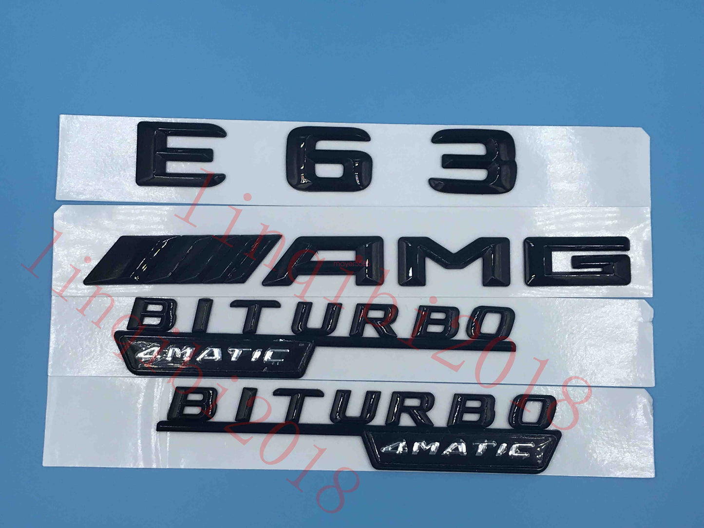Gloss Black 3D "E63 AMG BITURBO 4 MATIC" Number Emblem Sticker for Mercedes-Benz