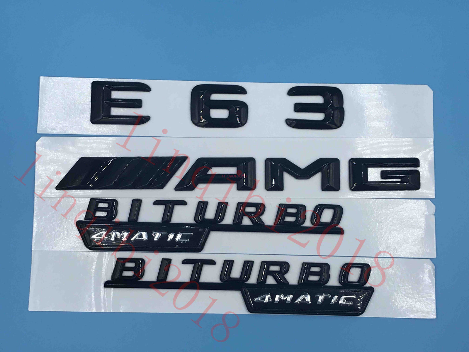 Gloss Black 3D "E63 AMG BITURBO 4 MATIC" Number Emblem Sticker for Mercedes-Benz