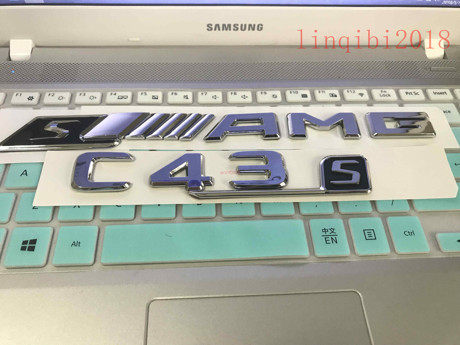 2018 " C43s + sAMG" High quality Rear Trunk Emblem Decal Badge FOR Mercedes Benz
