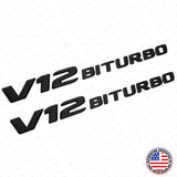 2pcs 17+ V12 BITURBO AMG Side Fender Marker Nameplate Emblem Badge Matte Black