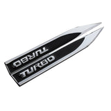 2Pcs Black TURBO  Emblem Blade Side Fender Badge Metal Sticker Sport Decal