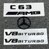 Gloss Black C63 AMG Rear Star Emblem Letter Set for Mercedes C CLASS W204 C63