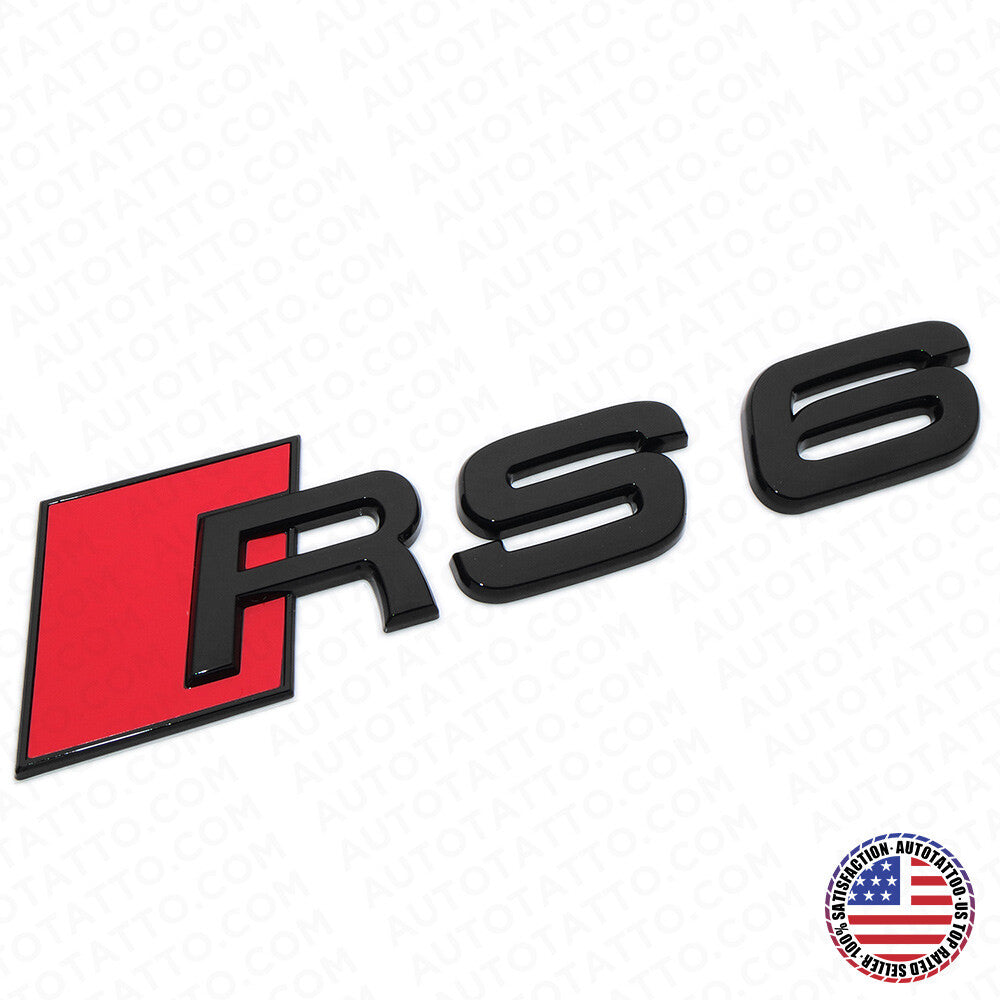 For Audi RS 6 Gloss Black Rear Letter Tail Badge Trunk Emblem Badge Logo Sport