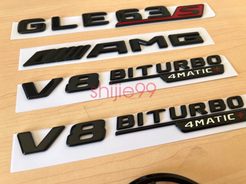 Gloss Black RED GLE63S AMG V8 BITURBO 4MATIC+ Star Trunk Emblem Badge V167 19-23