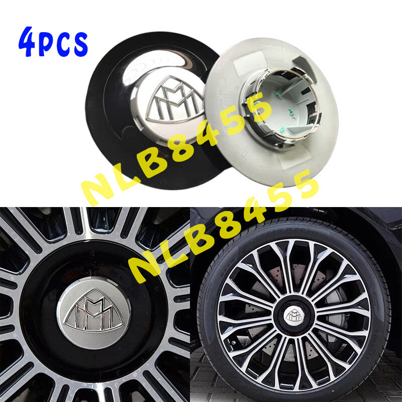 4x Maybach Gloss Black Wheel Center Hub Caps Emblem For 2020 Mercedes Benz S450