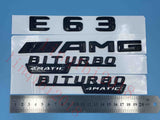 Gloss Black 3D "E63 AMG BITURBO 4 MATIC" Number Emblem Sticker for Mercedes-Benz