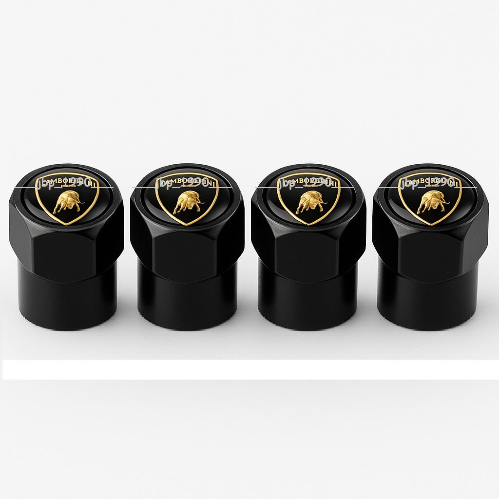 Compatible with Lamborghini 4Pcs Tire Valve Stem Caps Black Anodized Aluminum