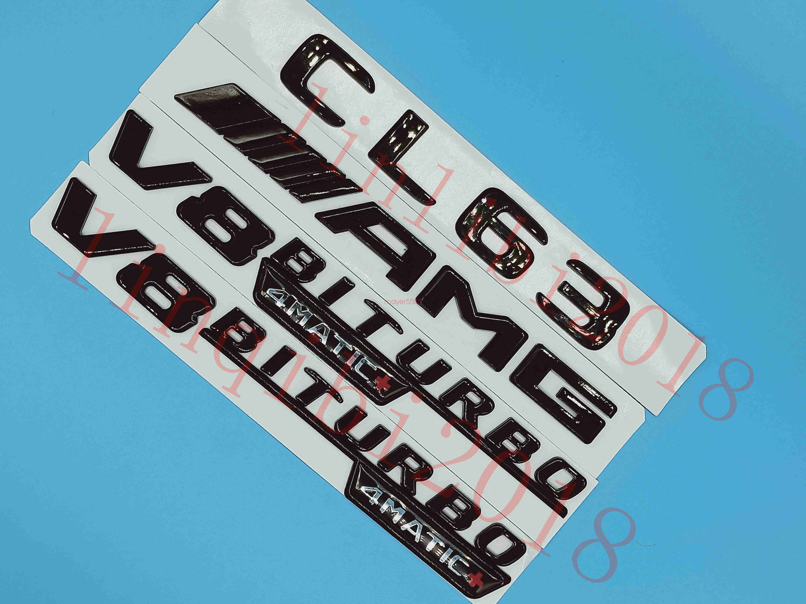 Gloss Black Flat CL63 AMG V8 BITURBO Trunk Embl Badge Sticker for Mercedes Benz