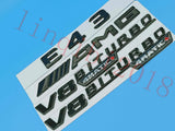 Gloss Black Flat "E43 AMG V8 BITURBO" Trunk Embl Badge Sticker for Mercedes Benz