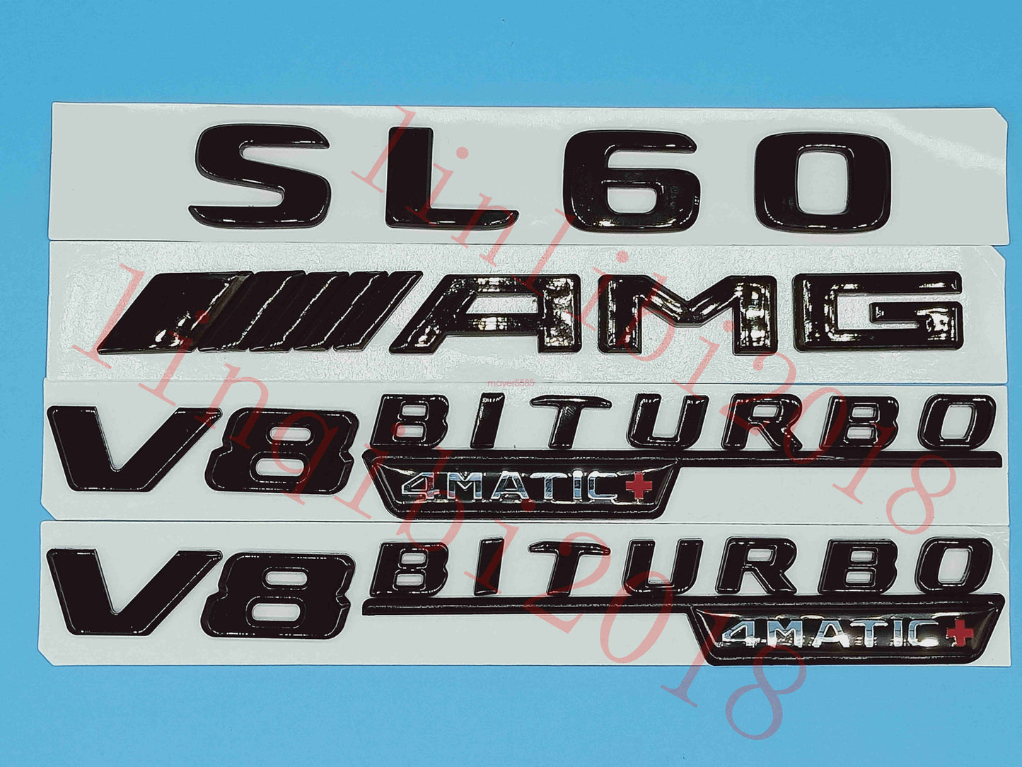 Gloss Black Flat SL60 AMG V8 BITURBO Trunk Embl Badge Sticker for Mercedes Benz