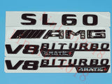 Gloss Black Flat SL60 AMG V8 BITURBO Trunk Embl Badge Sticker for Mercedes Benz