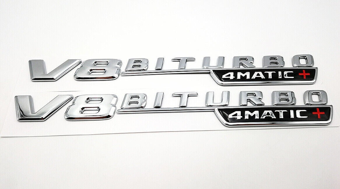 V8 BiTurbo 4Matic+ Emblem Side Fender 3D Chrome Badge for Mercedes AMG CL63 E63