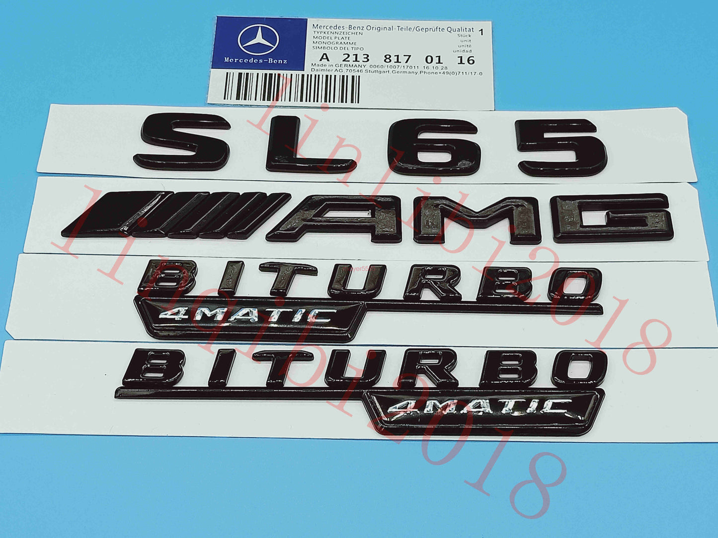 Gloss Black Flat " SL65 AMG BITURBO " Trunk Embl Badge Sticker for Mercedes Benz