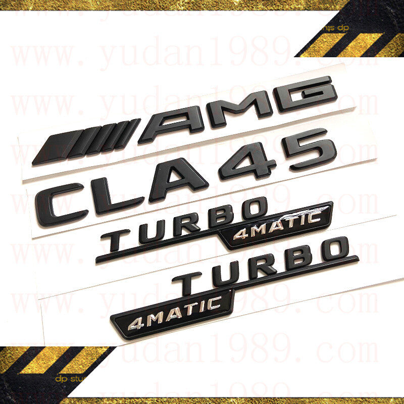 Flat Matte Black CLA45 AMG TURBO/4matic Rear Trunk Fender Badge Emblem Sticker