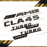 Flat Matte Black CLA45 AMG TURBO/4matic Rear Trunk Fender Badge Emblem Sticker
