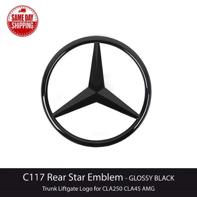 Emblem For Mercedes CLA Class Star Glossy Black Rear Boot Badge W117 A1178170016