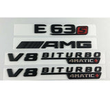 matte Black Emblems Badges for Mercedes  W212 W213 E63s AMG V8 BITURBO 4MATIC+