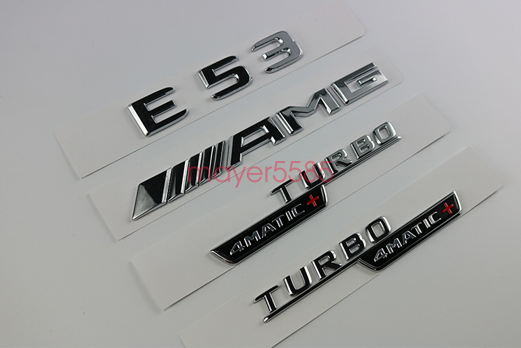 Chrome  E53 AMG TURBO 4 Matic Letters Trunk Embl Badge Sticker For Mercedes Benz