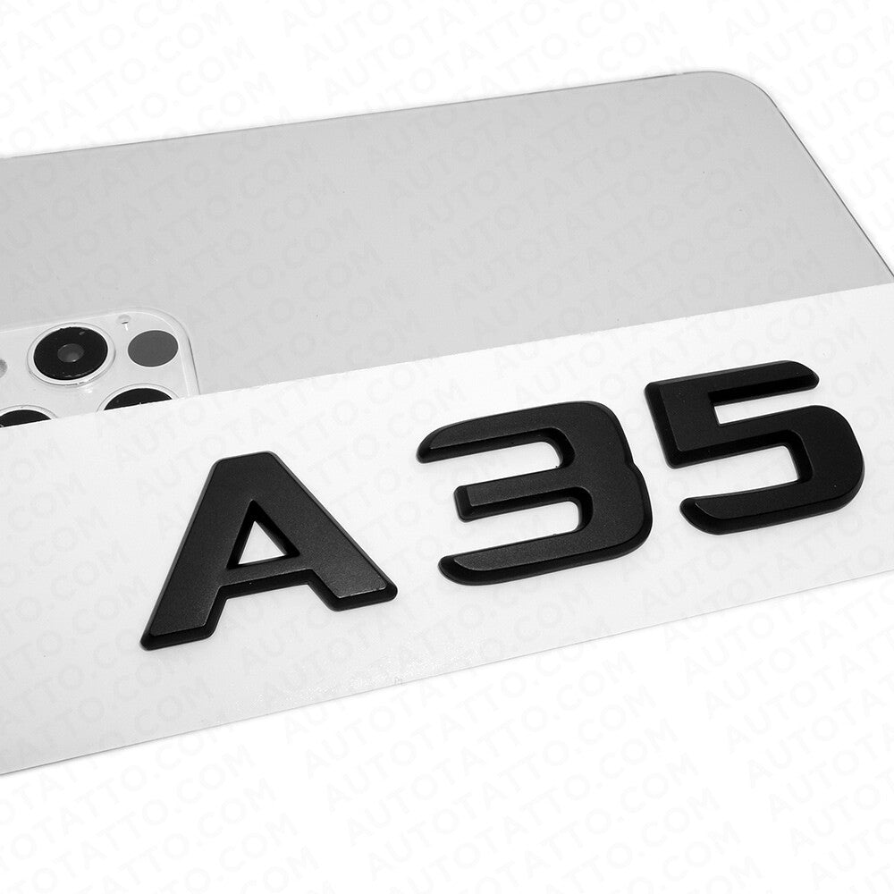 A35 AMG Letter Emblem 3D Trunk Logo Nameplate Badge Decorate Sport Matte Black