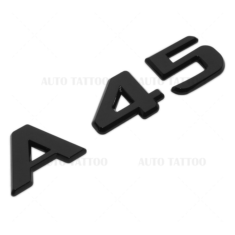 A45 AMG Sport Letter Emblem 3D Trunk Logo Nameplate Badge Decorate Gloss Black