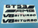 Gloss Black Trunk Fender Badges Emblems for Mercedes Benz GT53S AMG V8 BITURBO