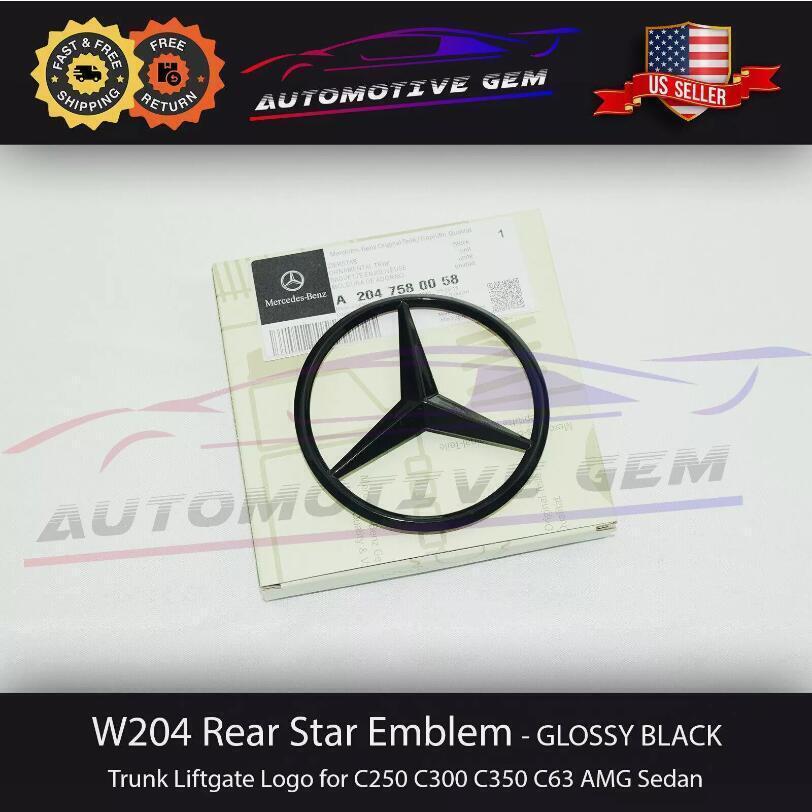 For 2008-2014 Mercedes Benz C-Class W204 Gloss Black Rear Star Badge A2047580058