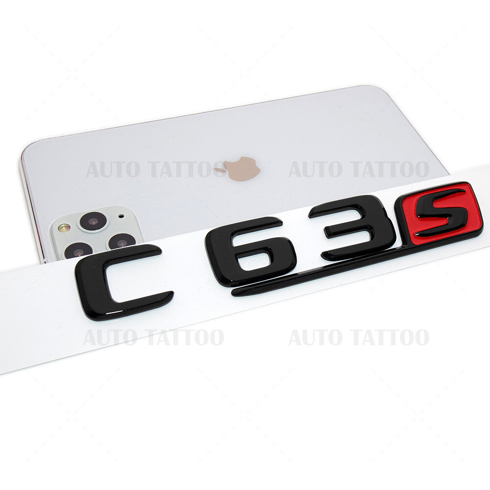 17-20 C63 S AMG Emblem Trunk Lid Letter Logo Nameplate Badge Decorate Black Red