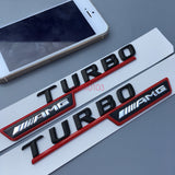 2pcs Black TURBO ////AMG Number Letters Trunk Emblem Badge Sticker for Benz AMG