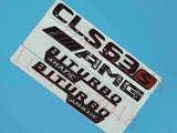 Flat Gloss Black "CLS63s AMG BITURBO" Emblem Badge Sticker for Mercedes Benz CLS