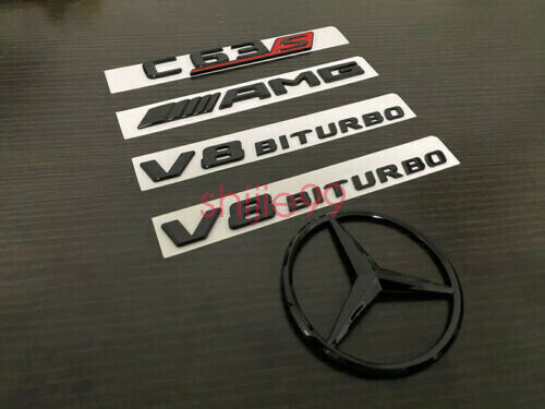 NEW Gloss Black COUPE C63S AMG V8 BITURBO Star Emblem Package C63 C205 Badges