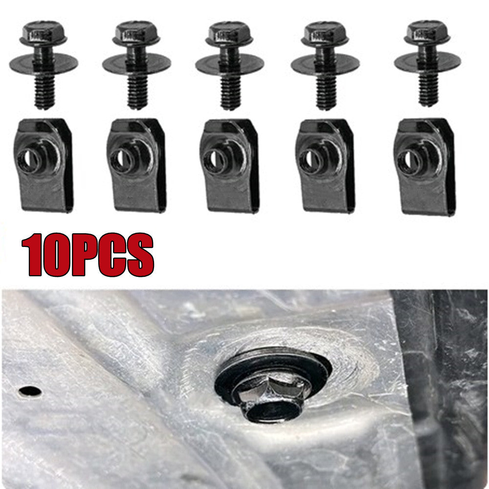 Body Bolts & U-nut Clips Set M6 Engine Covers Undertray Splash Shield Guard Trim