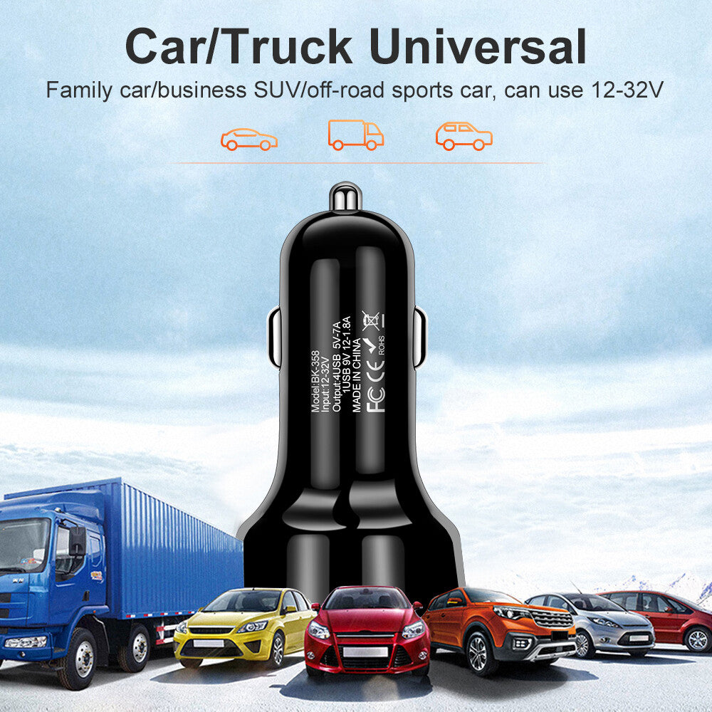 4Port USB Phone Car Charger Adapter LED Display QC 3.0 Fast Charging Accessories