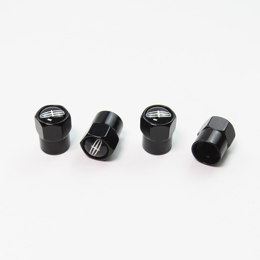 Compatible with Lincoln 4Pcs Tire Valve Stem Caps Black Anodized Aluminum Set