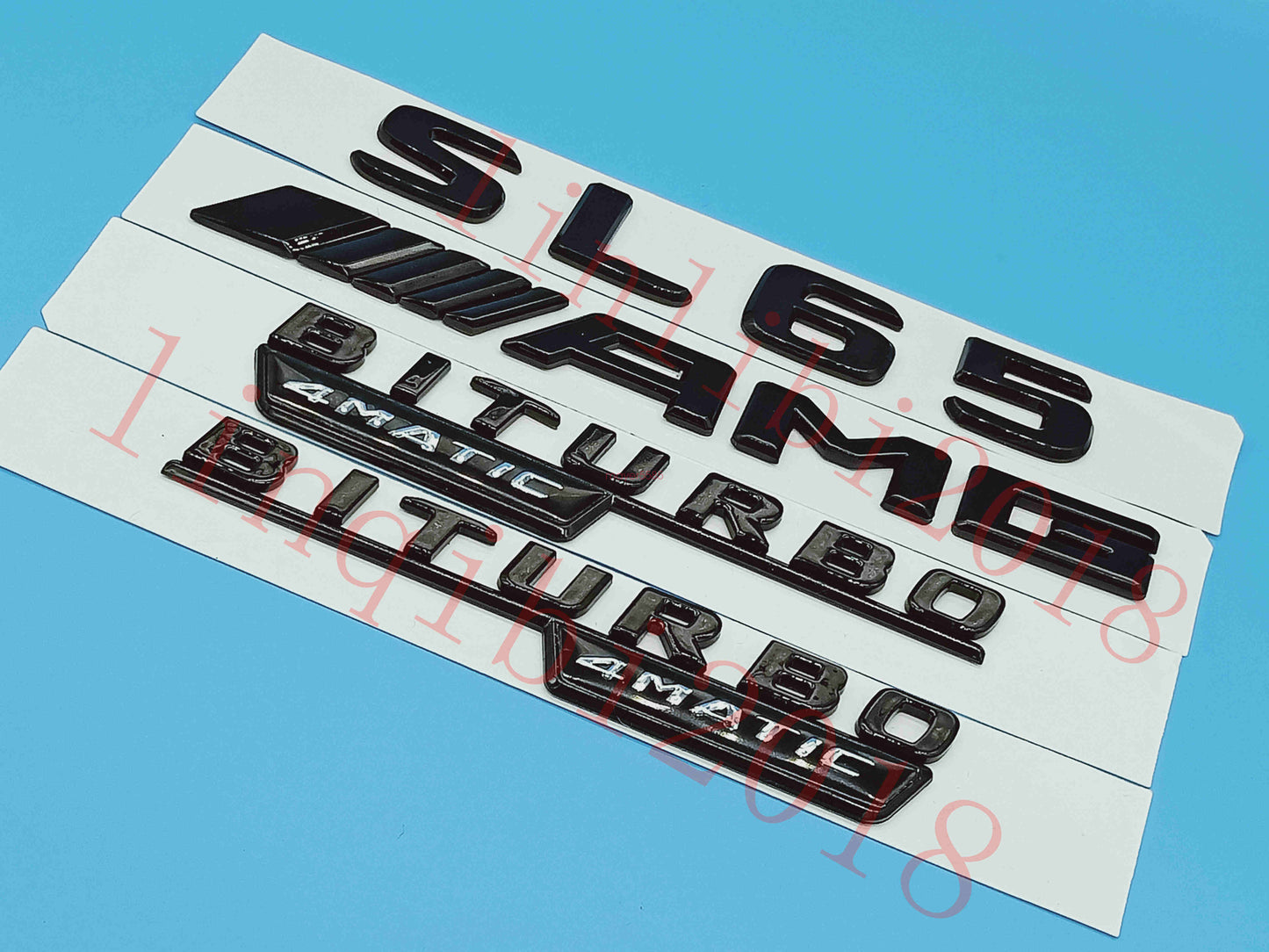 Gloss Black Flat " SL65 AMG BITURBO " Trunk Embl Badge Sticker for Mercedes Benz