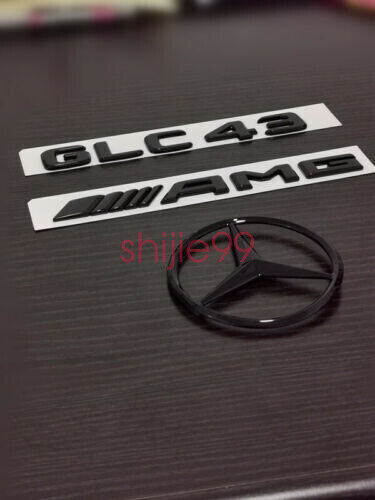 Gloss Black GLC43 AMG and Rear Star replacement PACKAGE Badge Sticker X253 GLC