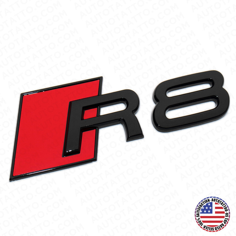 Audi R8 Gloss Black Rear Letter Trunk Lid Badge Trunk Emblem Badge Logo Sport
