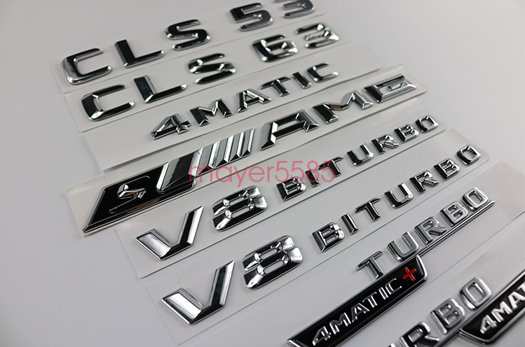 Chrome CLS53 AMG TURBO Letters Trunk Embl Badge Sticker For Mercedes Benz CLS