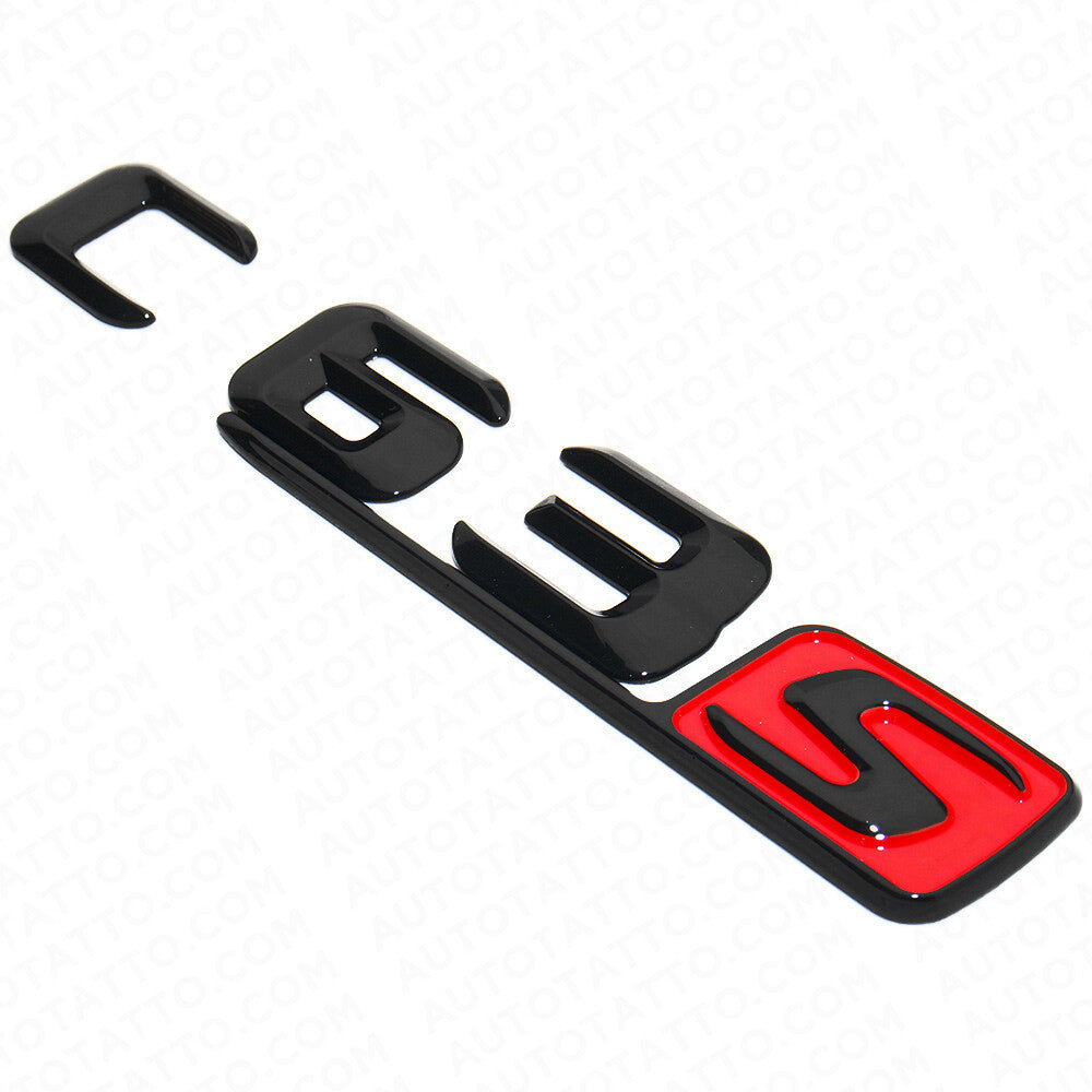 15-16 C63 S AMG Letter Emblem Trunk 3D Logo Badge Decorate Sport Gloss Black Red